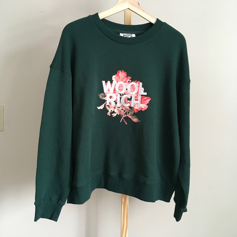 Woolrich x Target XXL Forest Green Floral Embroidered Crewneck Sweatshirt NWT
